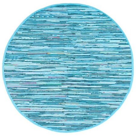 Safavieh 6 x 6 ft. Rag Rug Round Flat Weave Rug; Turquoise & Multicolor RAR125C-6R